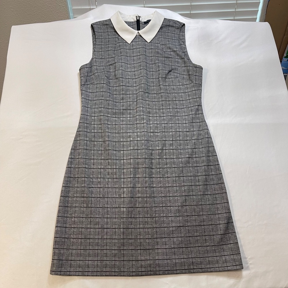 Tommy Hilfiger Womens Size 8 Glen Plaid Sheath Dress White Collar Sleeveless